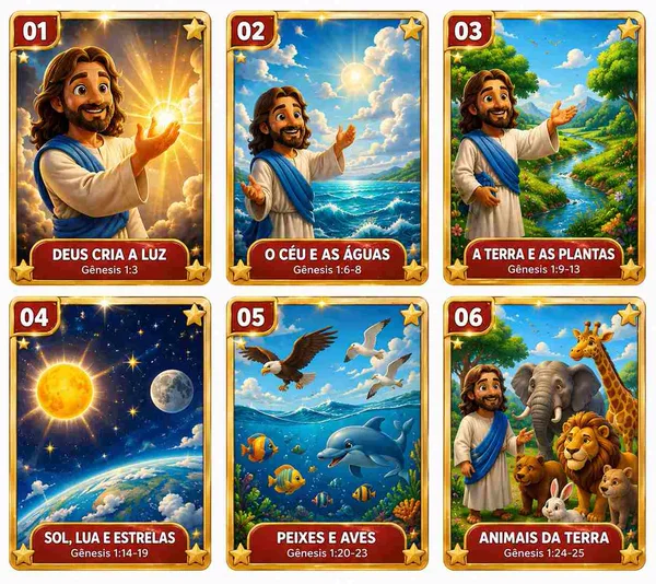 Figurinhas da Criação, cartelas 01 a 06